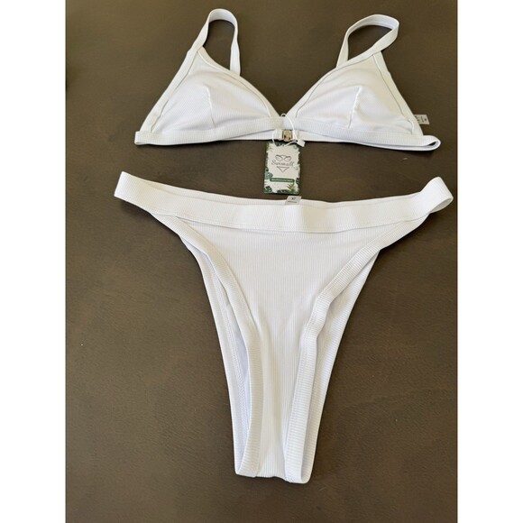 Swimall Triangle Bikini Set Brazilian Sporty Two Piece Swimsuit white XLARGE - Picture 12 of 16